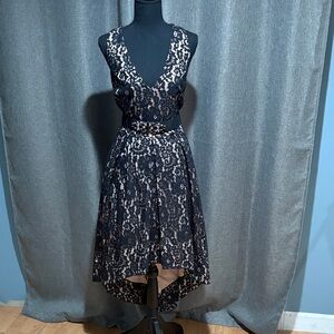 Women's Black Lace High-Low Dress